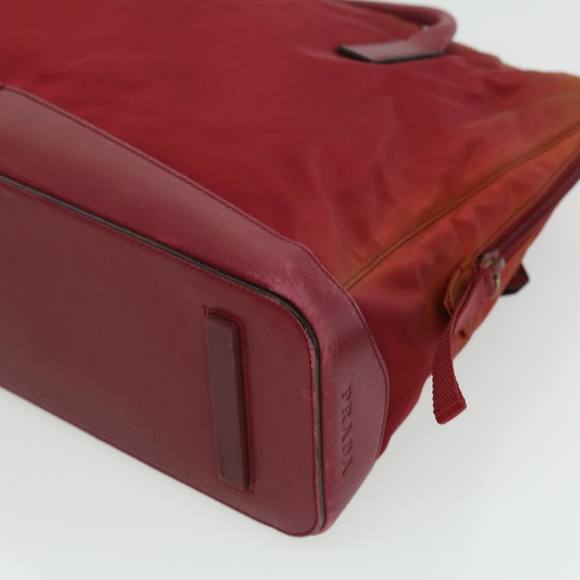 PRADA Tote Bag Nylon Leather Red Auth bs2046 - Picture 15 of 16